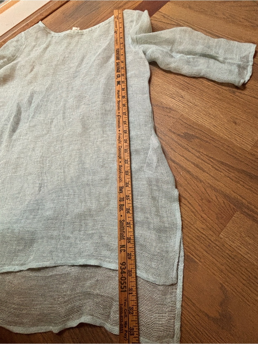 Eileen Fisher Organic Linen Open Knit Tunic Sweater Seafoam Green Size M - Picture 4 of 10